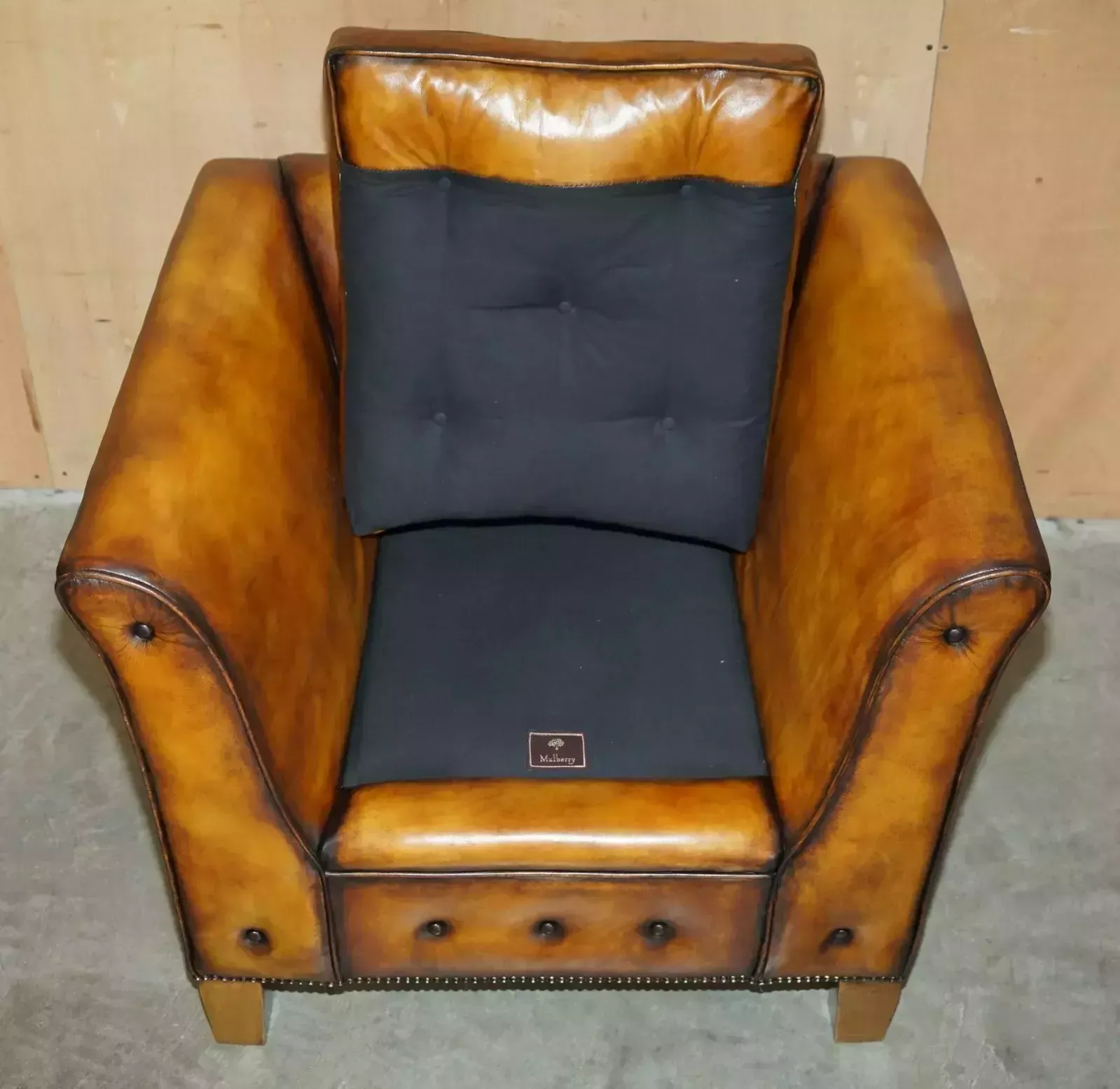 Furniture Pair Of Brand New Custom Mulberry London Brown Leather Chesterfield Armchairs photo