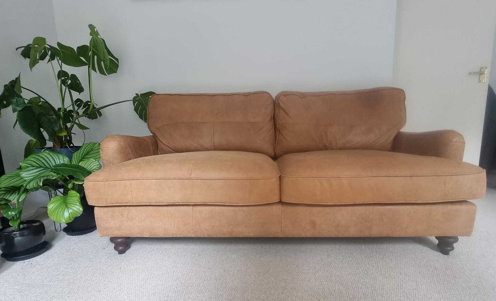 Dfs   Tan   Leather 3/4 Seater Sofa