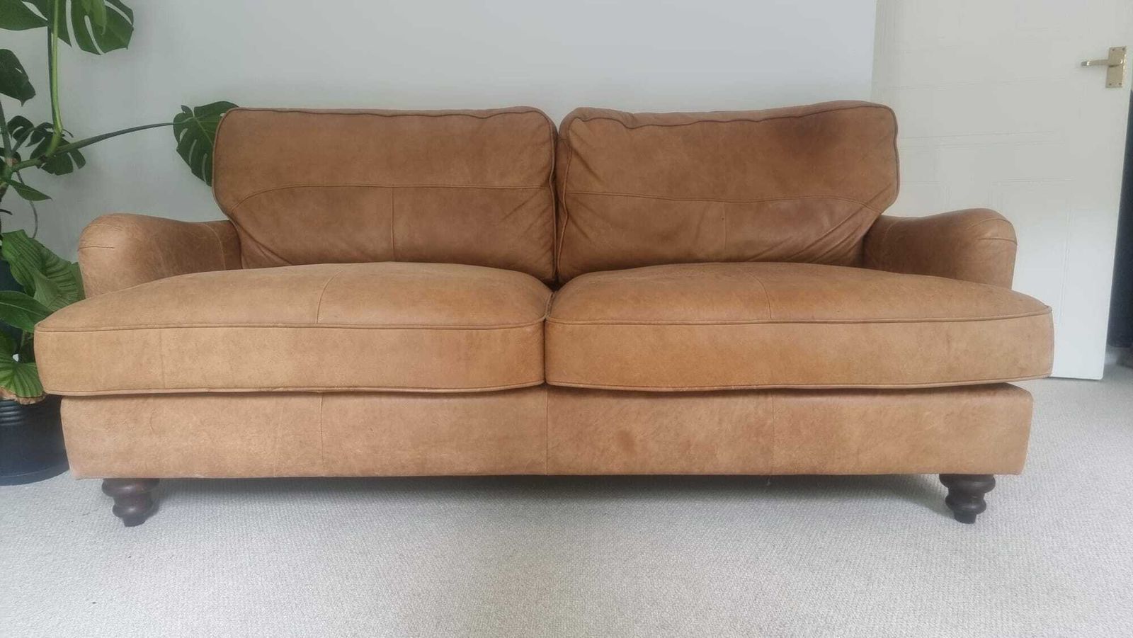 Dfs   Tan   Leather 3/4 Seater Sofa photo 450.0