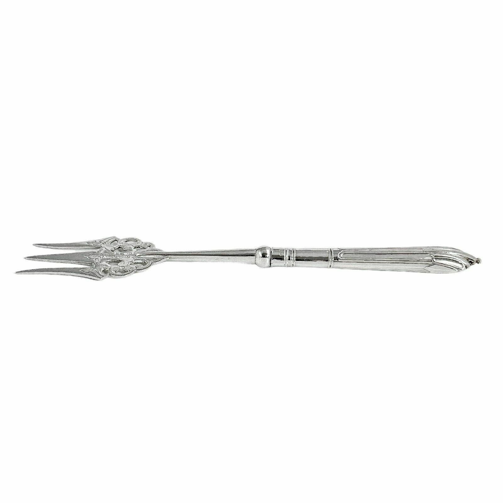 Large Sterling Silver Victorian Bread Toasting Fork Engraved, Art Nouveau Design photo for sale