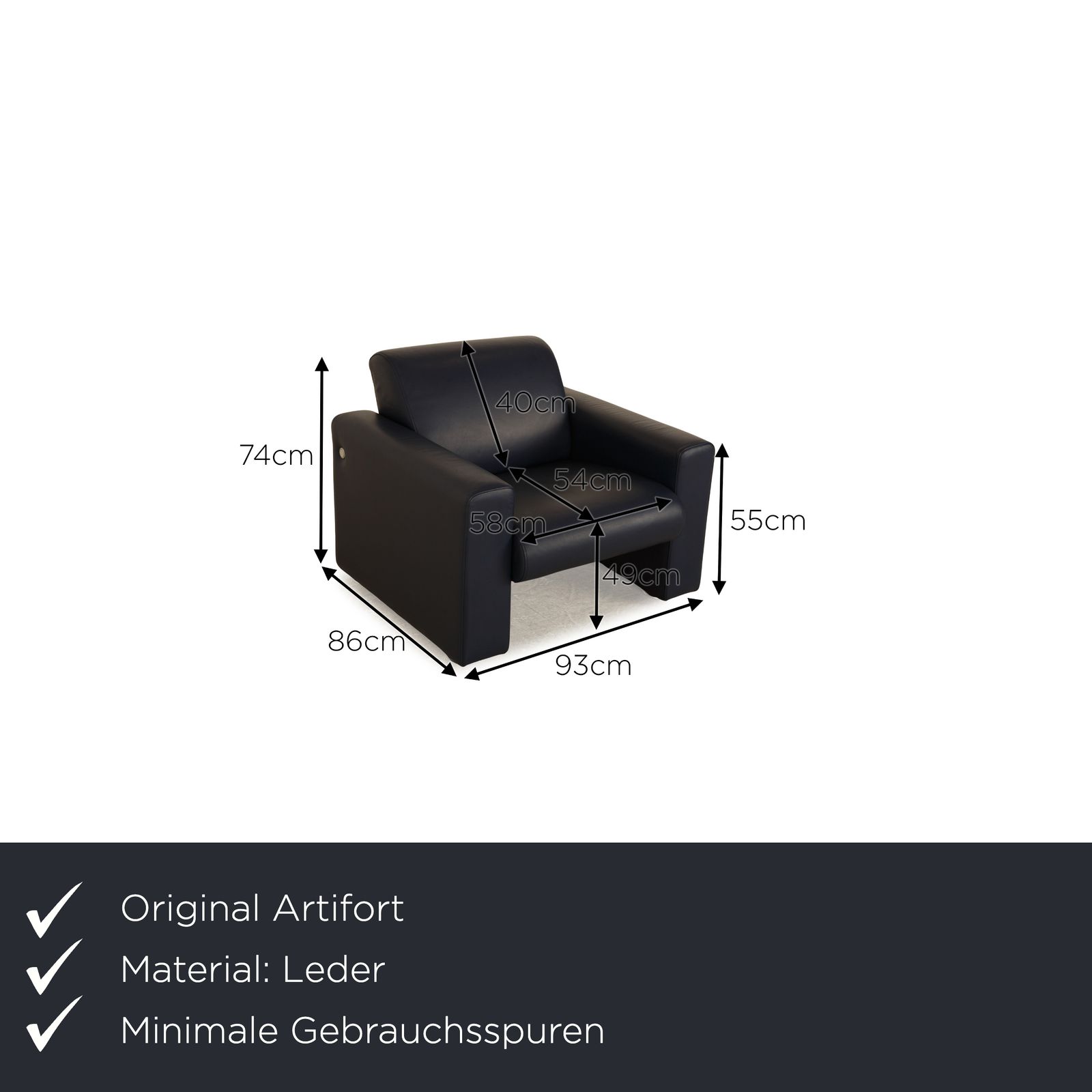 Fauteuil Artifort en cuir bleu foncé photo furniture