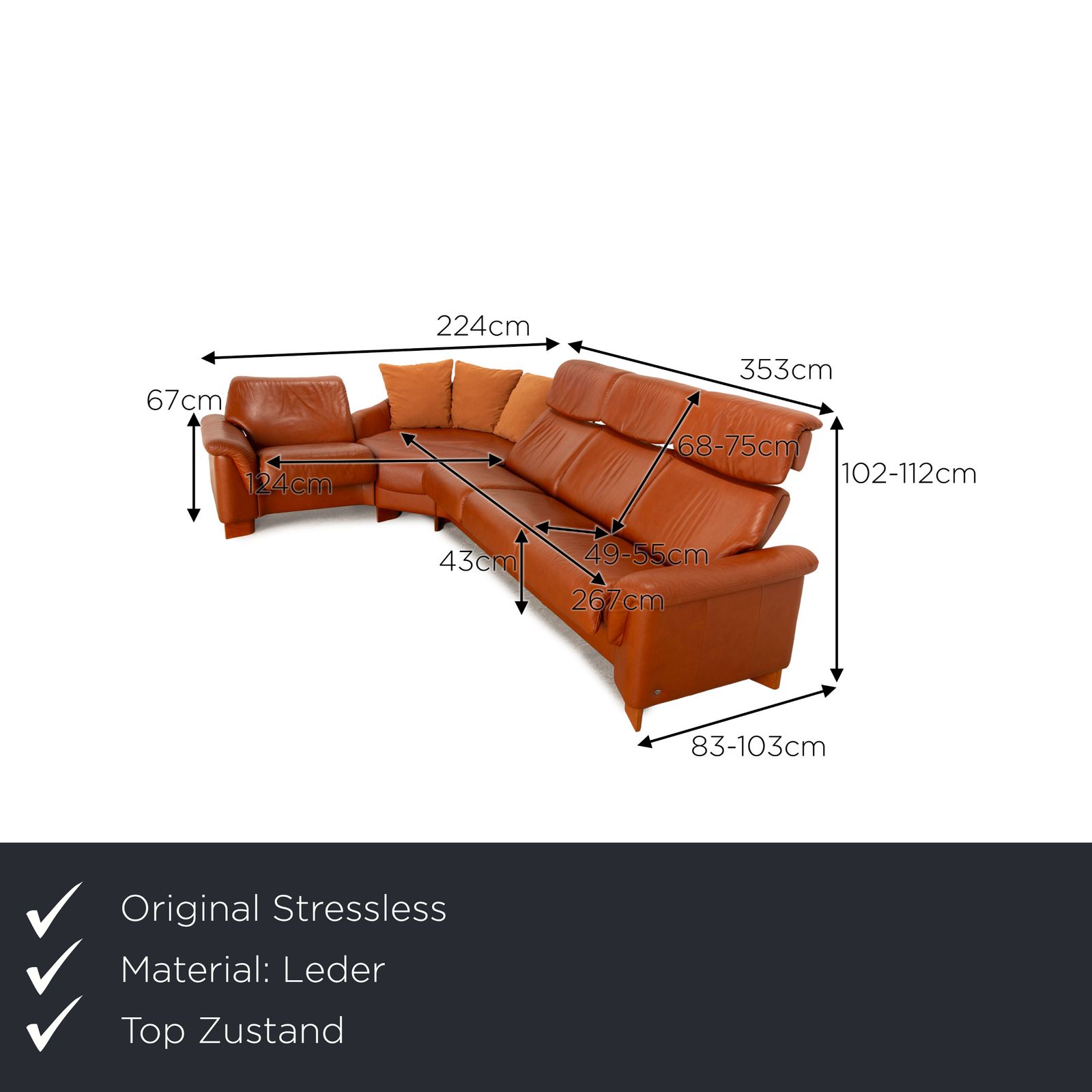 Canapé d'angle Stressless Legend en cuir marron photo furniture