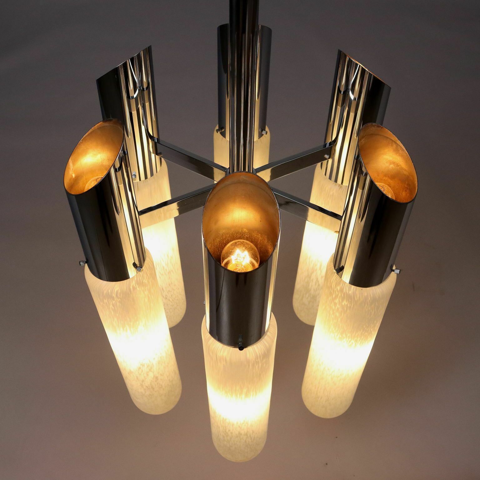Vintage 1960s Mazzega Ceiling Lamp Murano Glass Metal photo vintage