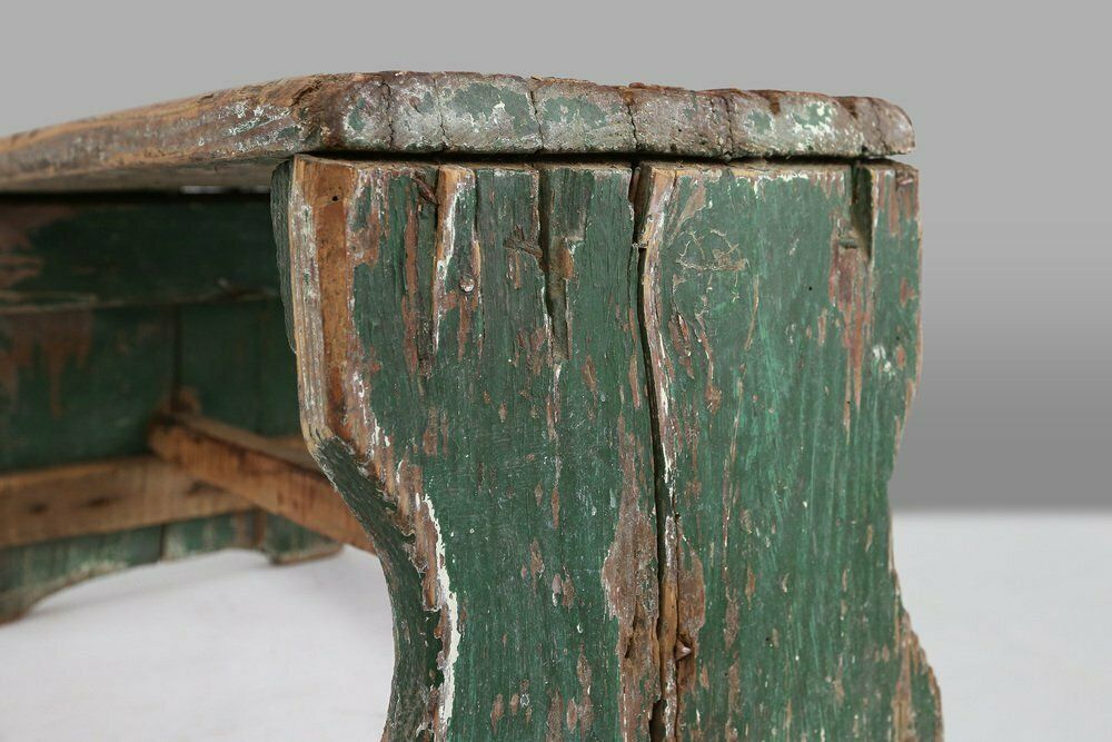 Industrial Green Wooden Stool, France, 1900s photo Furniture
