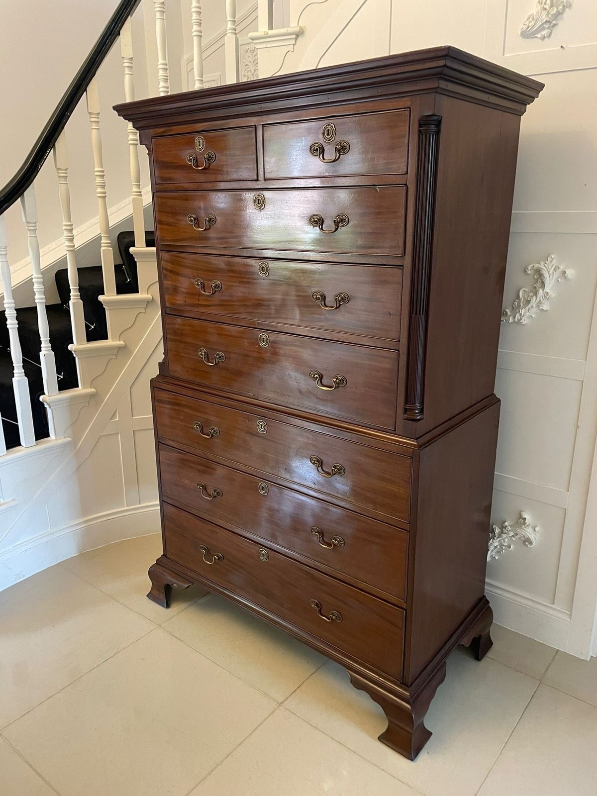 photo furniture Antique 18th Century  Mahogany Chest On Chest Of Drawers