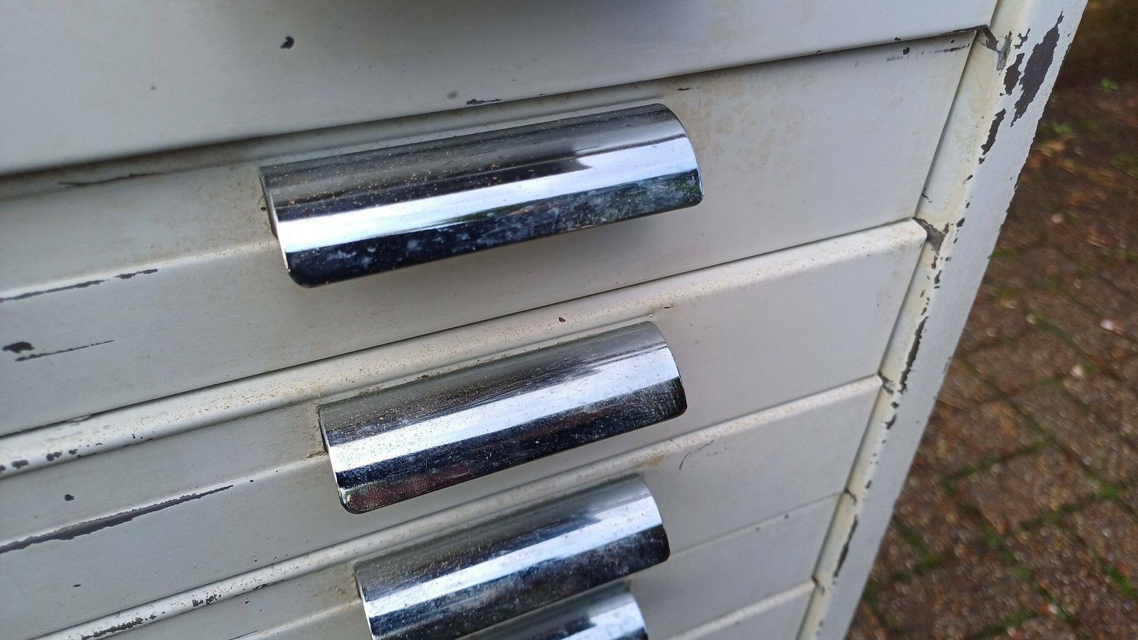Fantastic Vintage Retro 80s White Metal Filing Drawers Tools Office Artisan Storage photo vinterior