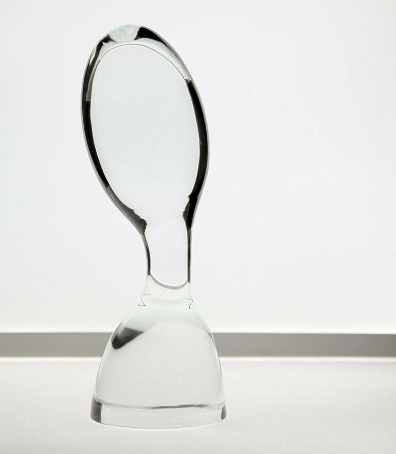 Livio Seguso, Visionary Early Abstract Bust Sculpture, Clear Glass, Signed photo vintage