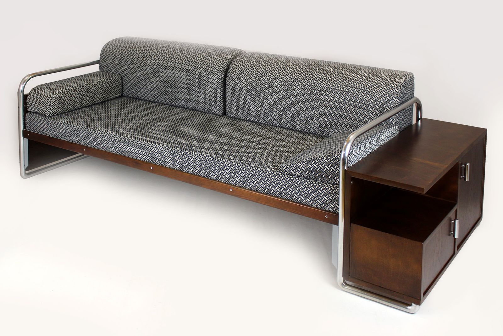 Restored Bauhaus Tubular Steel Sofa By Robert Slezak, 1930s photo Furniture