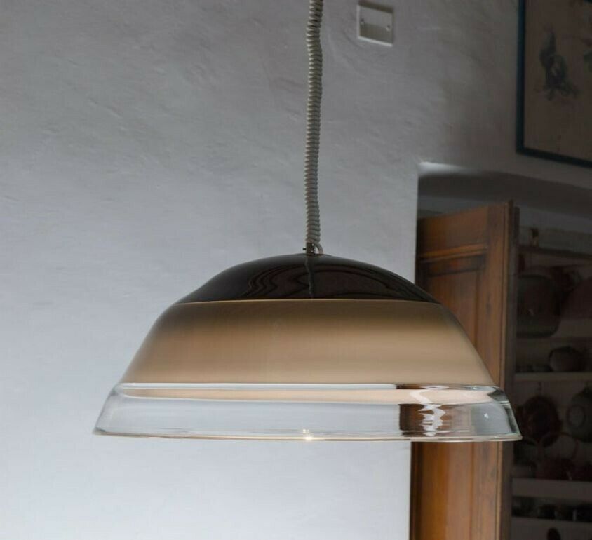 photo furniture Noti Massari Renato Toso For Leucos, Rare 3 Incalmos Suspension Layered Glass