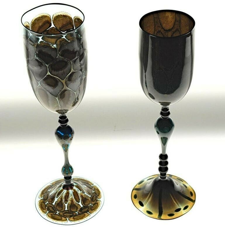 Igor Balbi Murano Pauly Venice Pair Of Turtoise Murano Glass Goblets photo furniture