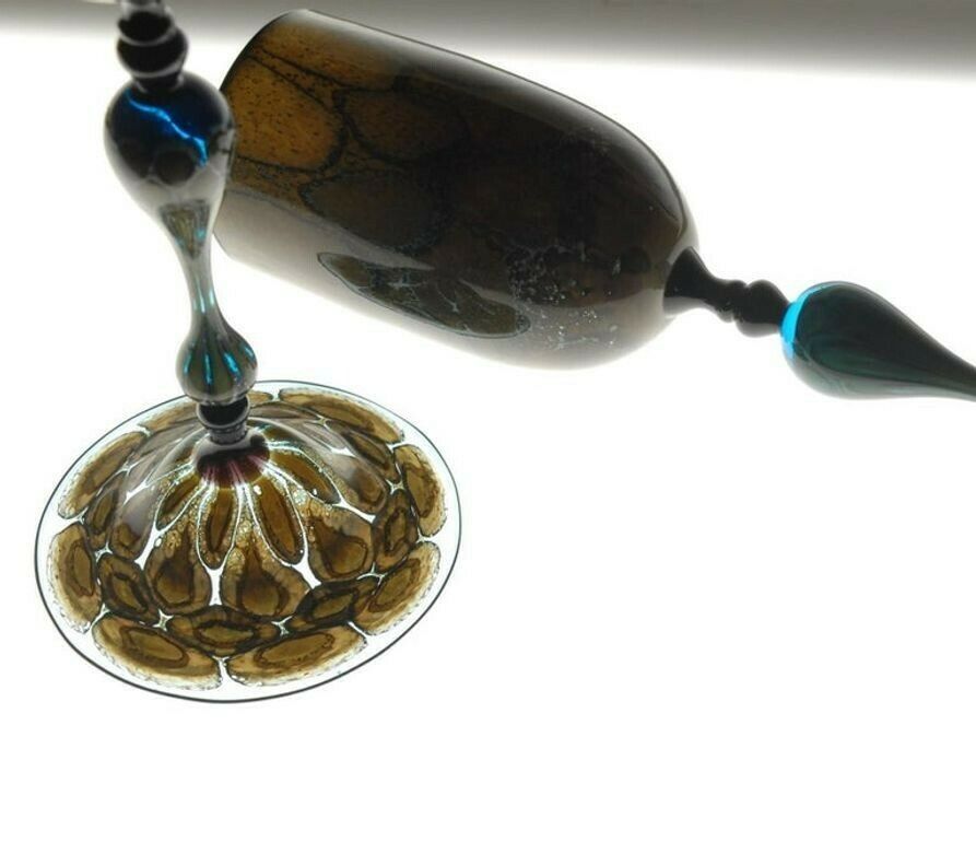 photo vinterior Igor Balbi Murano Pauly Venice Pair Of Turtoise Murano Glass Goblets