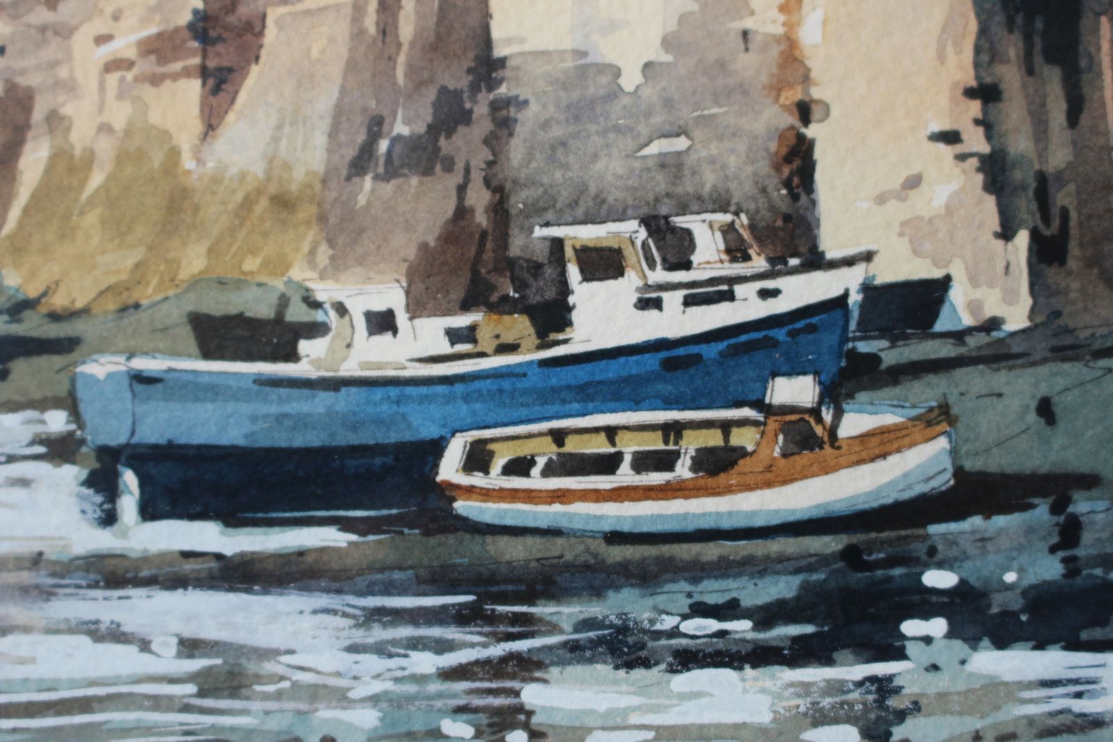 Newlyn Harbour A Framed Water Colour By Bert Wright P.P.R.S.M.A. F.R.S.A. photo for sale