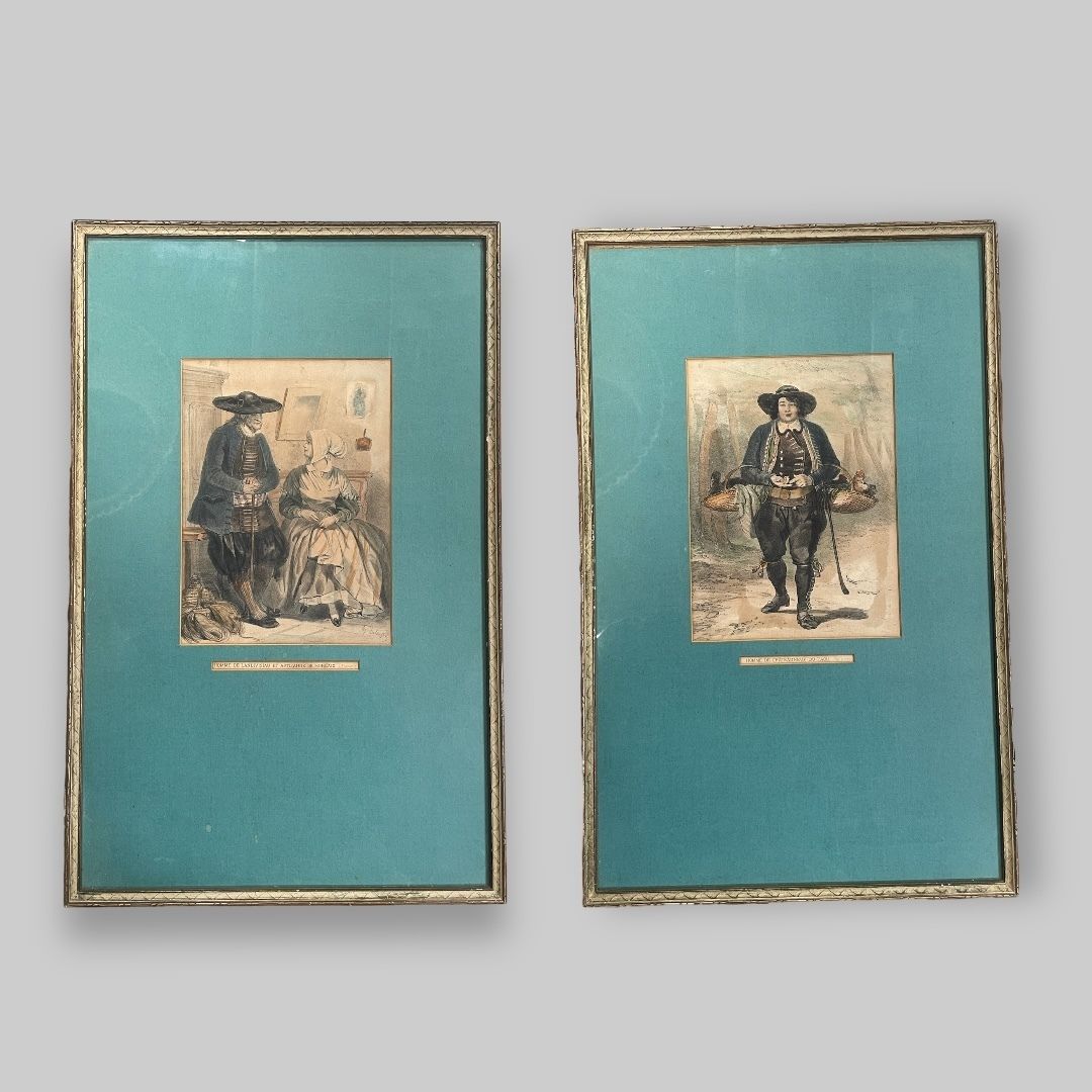 A Pair Of C19th French Breton Hand Coloured Prints