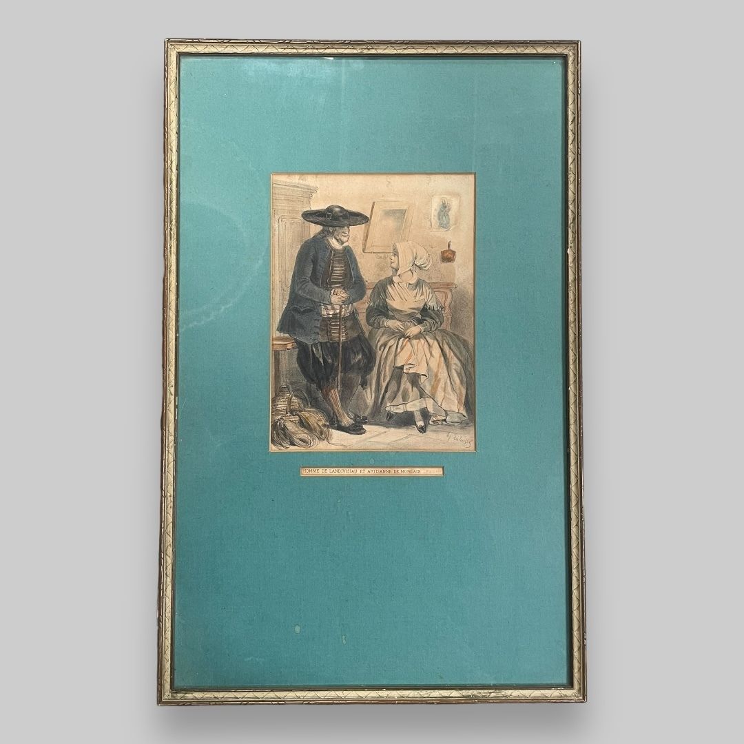 A Pair Of C19th French Breton Hand Coloured Prints photo furniture