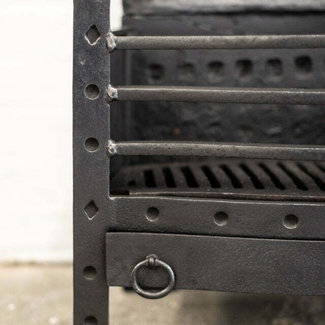 Antique Cast Iron Fire Basket, 1800s photo vintage