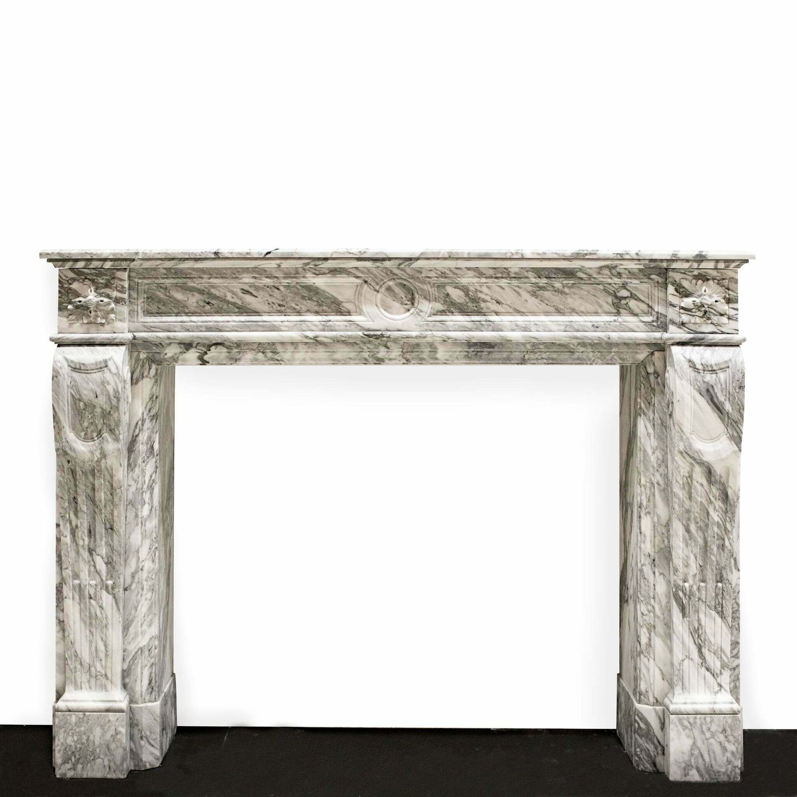 Louis XVI Style Italian Arabescato Marble Fireplace