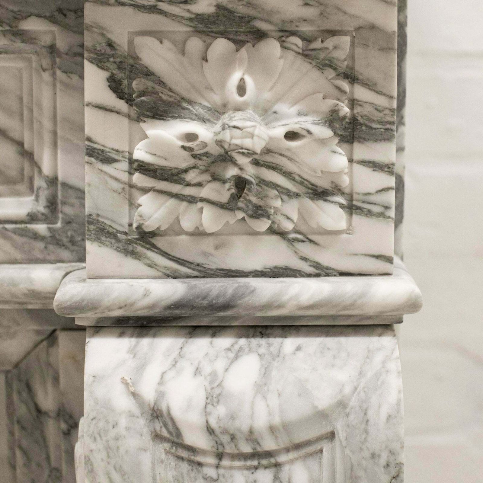 Louis XVI Style Italian Arabescato Marble Fireplace photo 6800.0