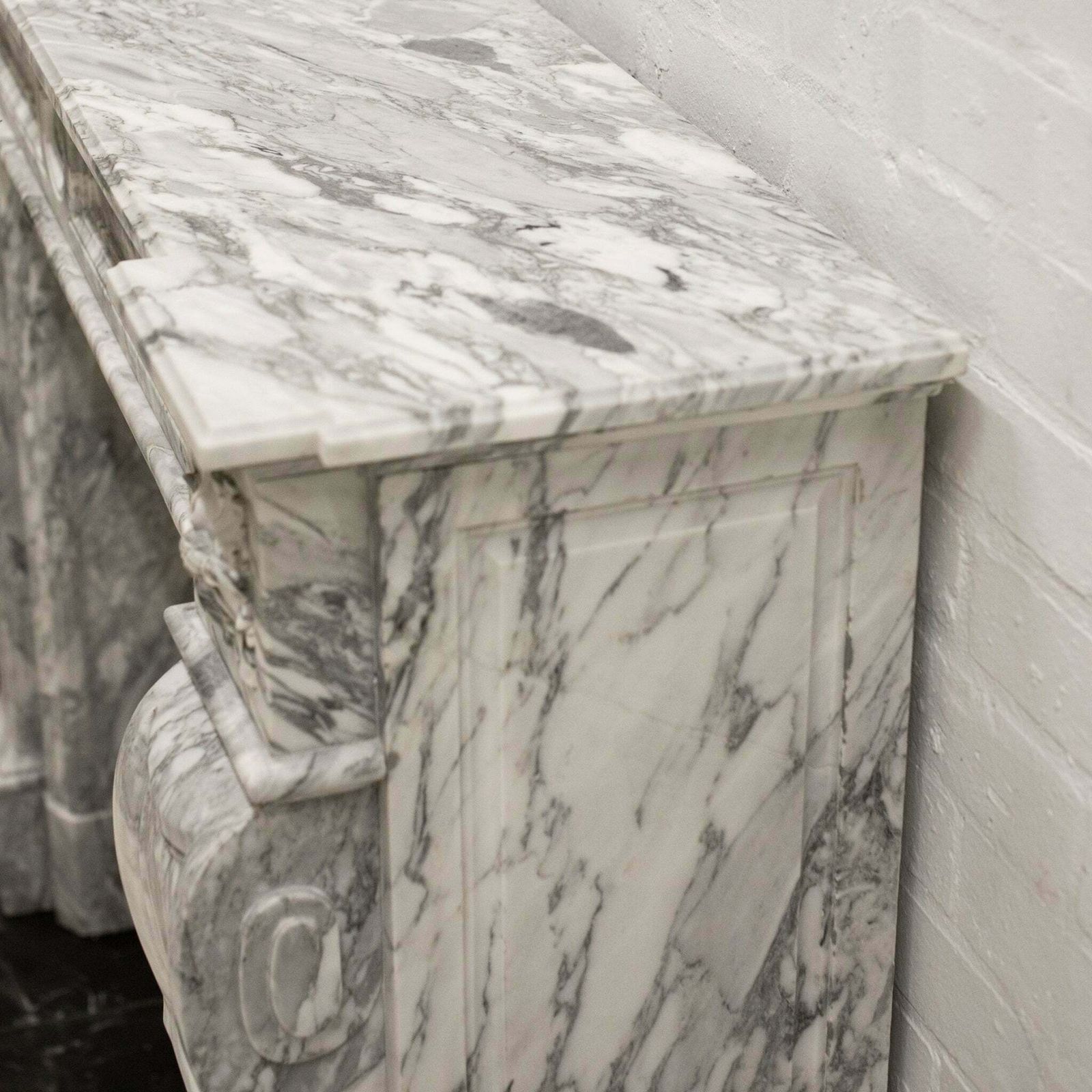 6800.0 Louis XVI Style Italian Arabescato Marble Fireplace photo