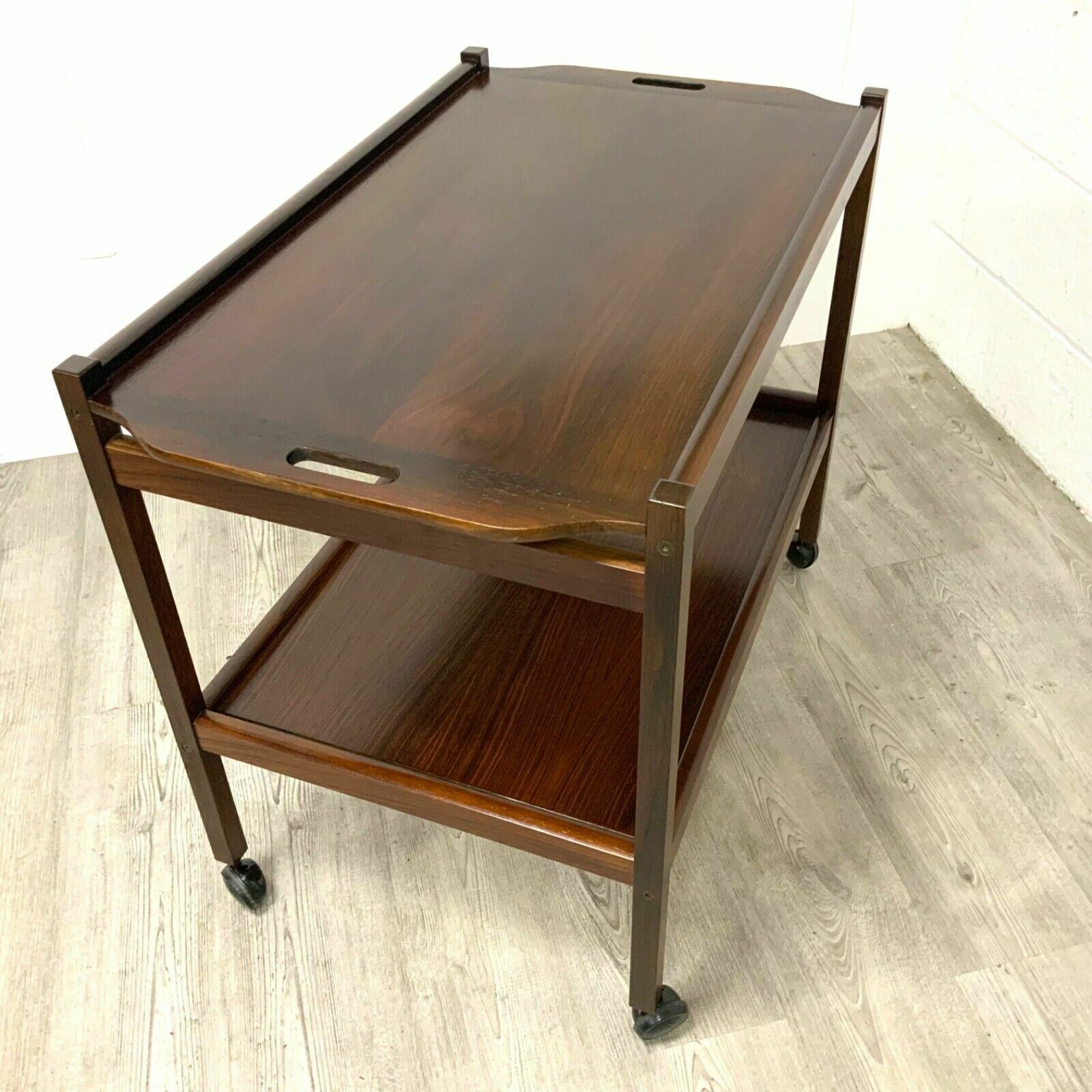 Midcentury Danish Vintage Teak Drinks Trolley Bar Cart Buffet 1960's photo vintage