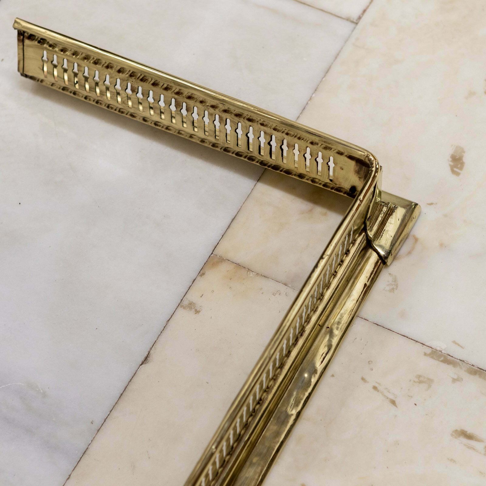 Antique Victorian Brass Fireplace Fender photo vintage