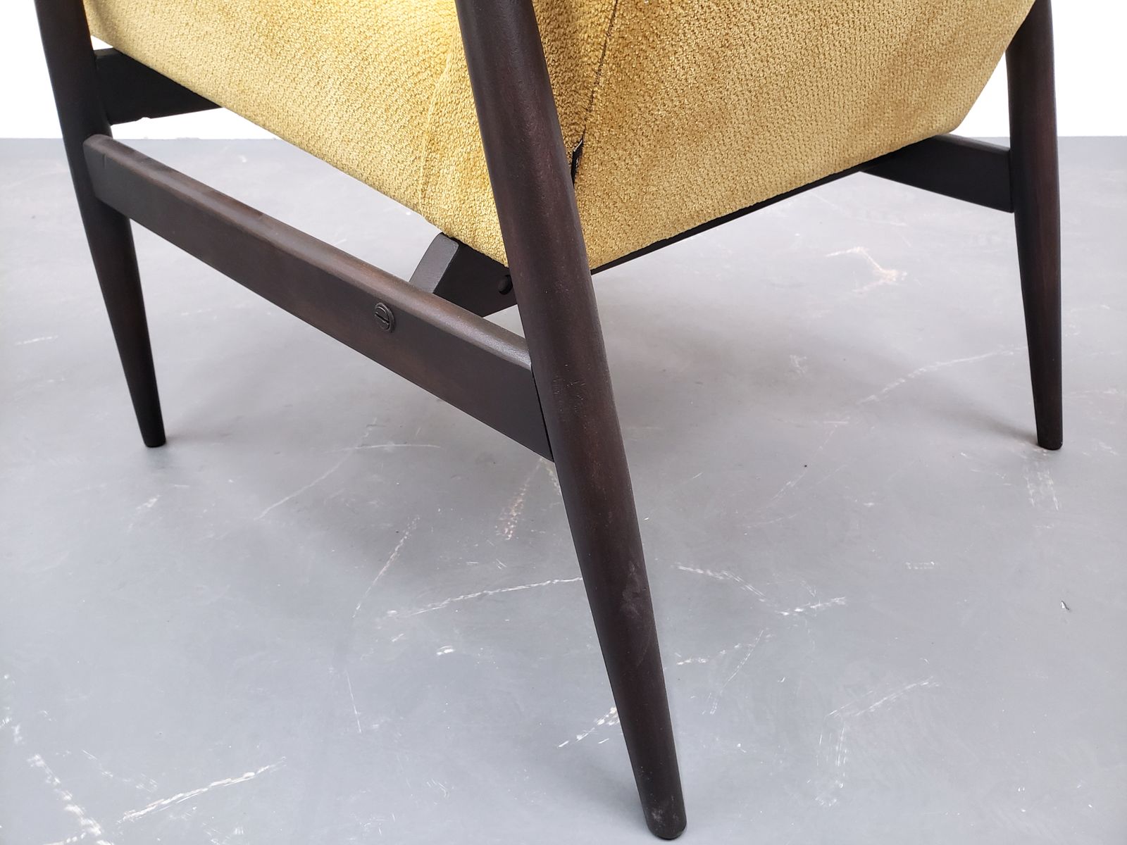 1960 Henryk Lis Mid Century Armchair In Yellow Velvet photo furniture