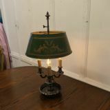 Old Silver Plated French Triple Bouillotte Desk Lamp photo vinterior