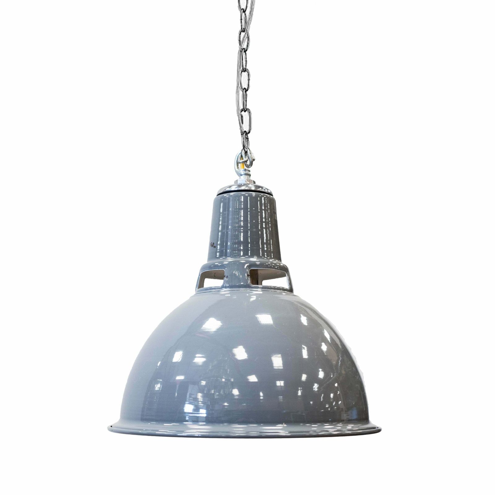 Reclaimed Large Vintage Grey Enamel Pendant Lights | 24 Available