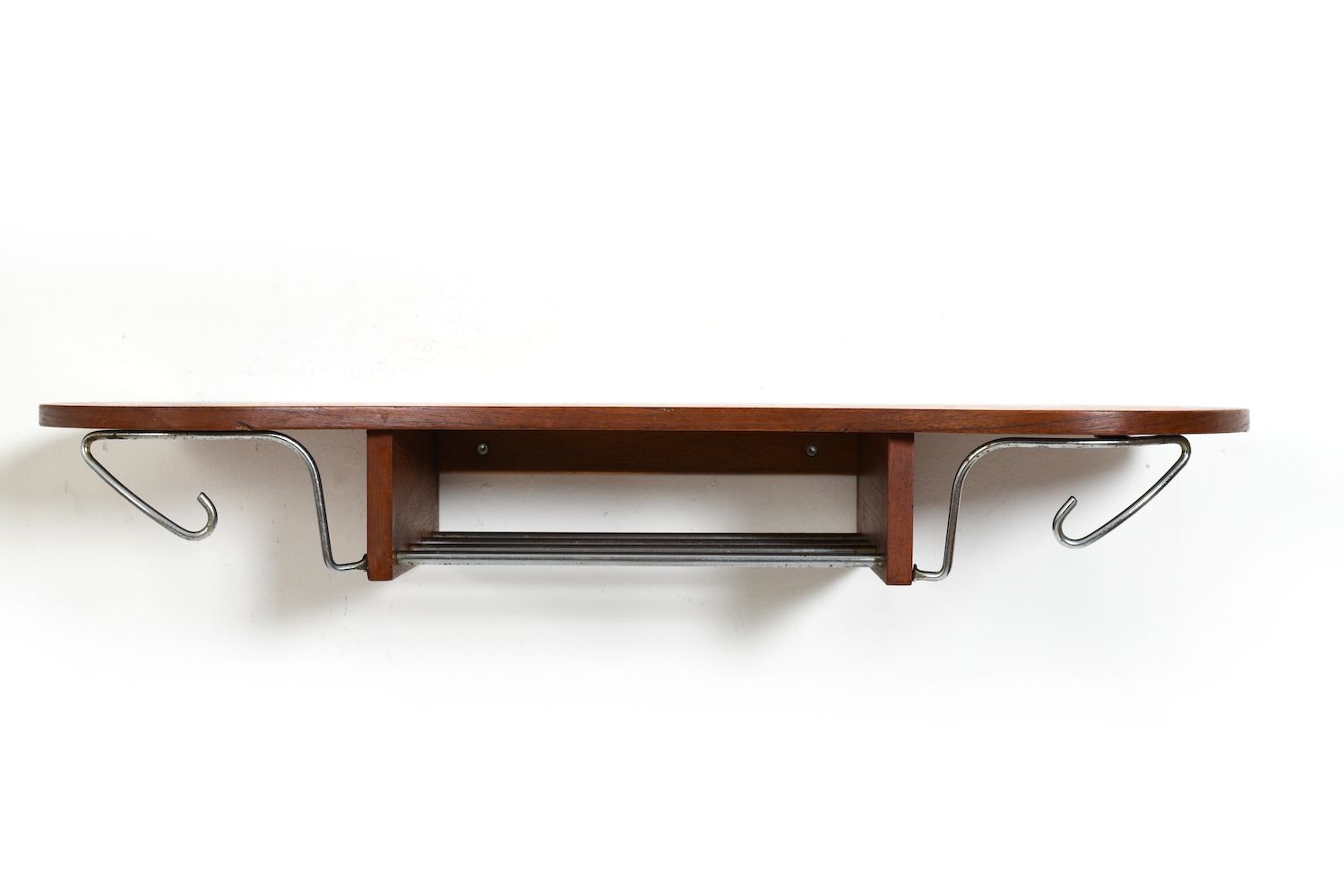 Pair Of  Danish Coat Racks / Shelfes In Teak & Chrome photo for sale