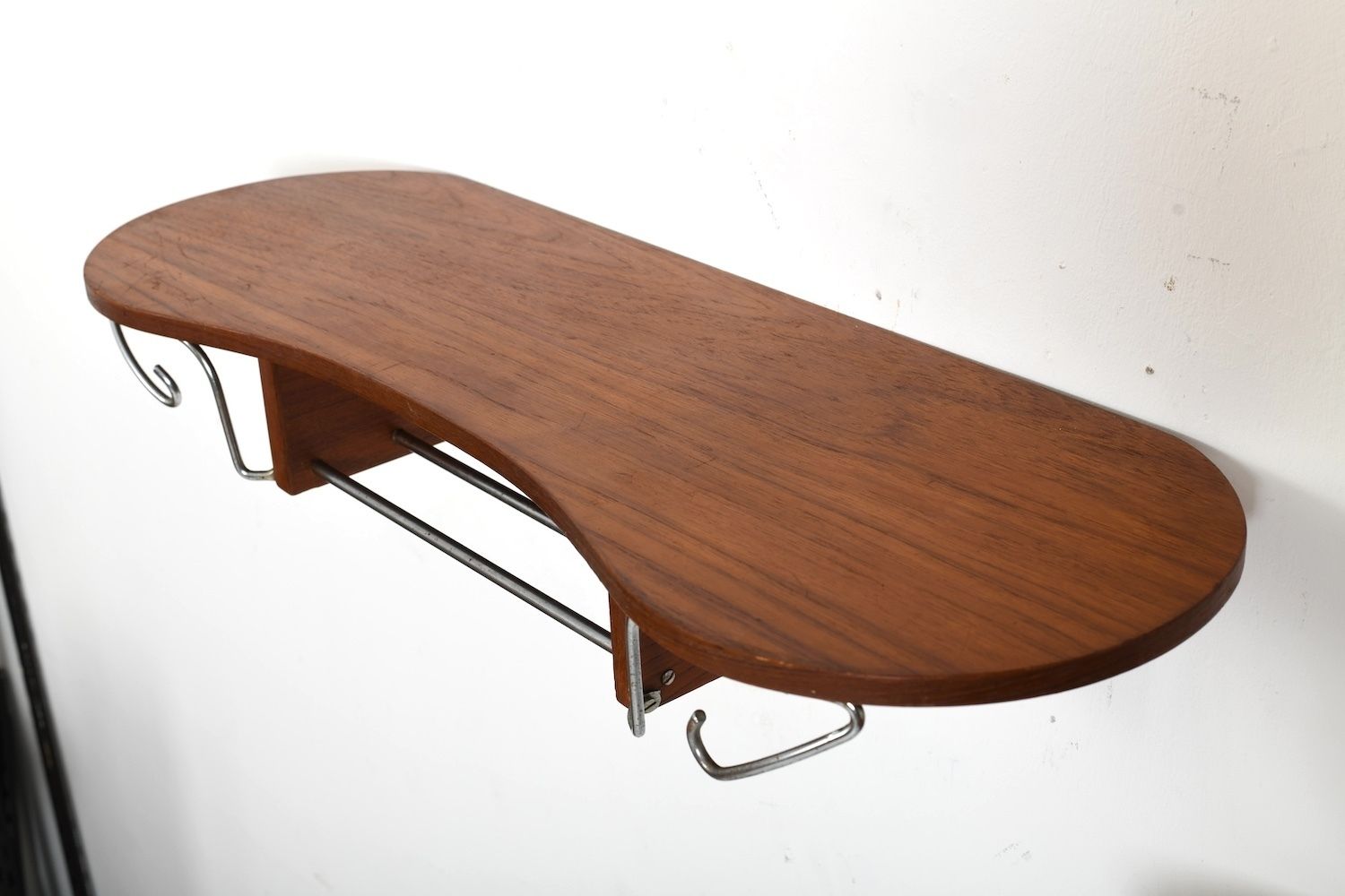photo for sale Pair Of  Danish Coat Racks / Shelfes In Teak & Chrome