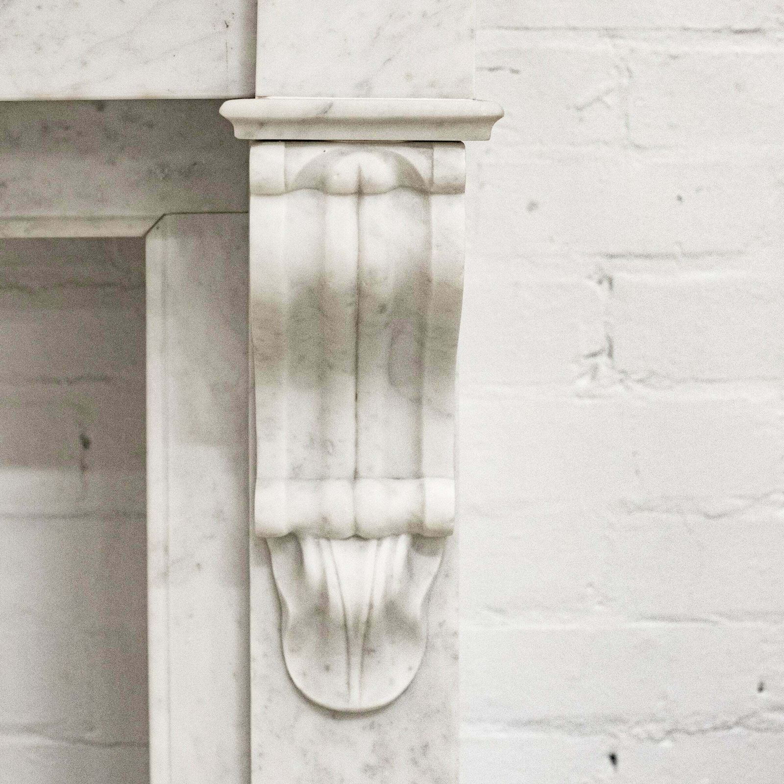 Antique 19th Century French Style Carved Marble Fireplace In Carrara Marble photo for sale