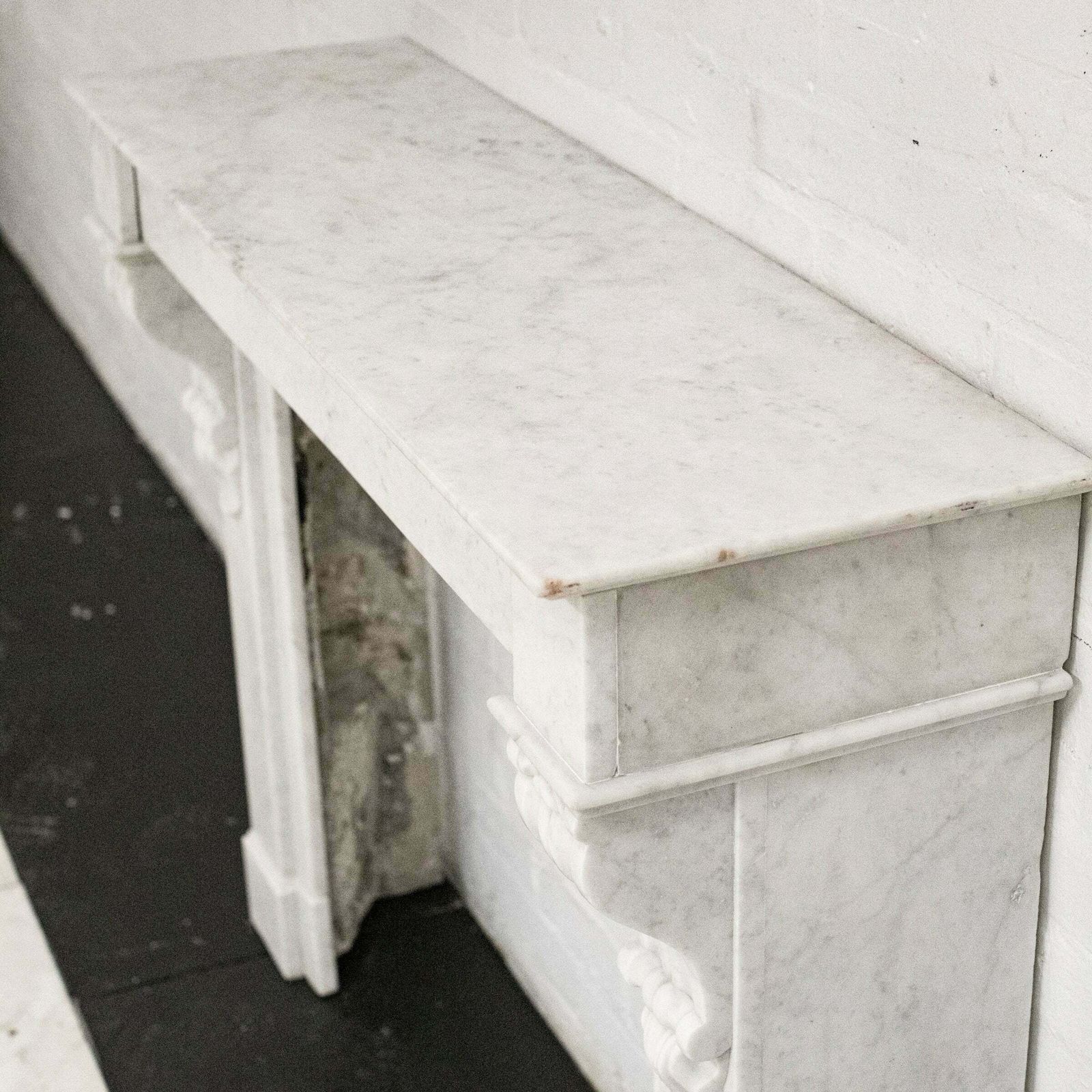 Antique 19th Century French Style Carved Marble Fireplace In Carrara Marble photo buy