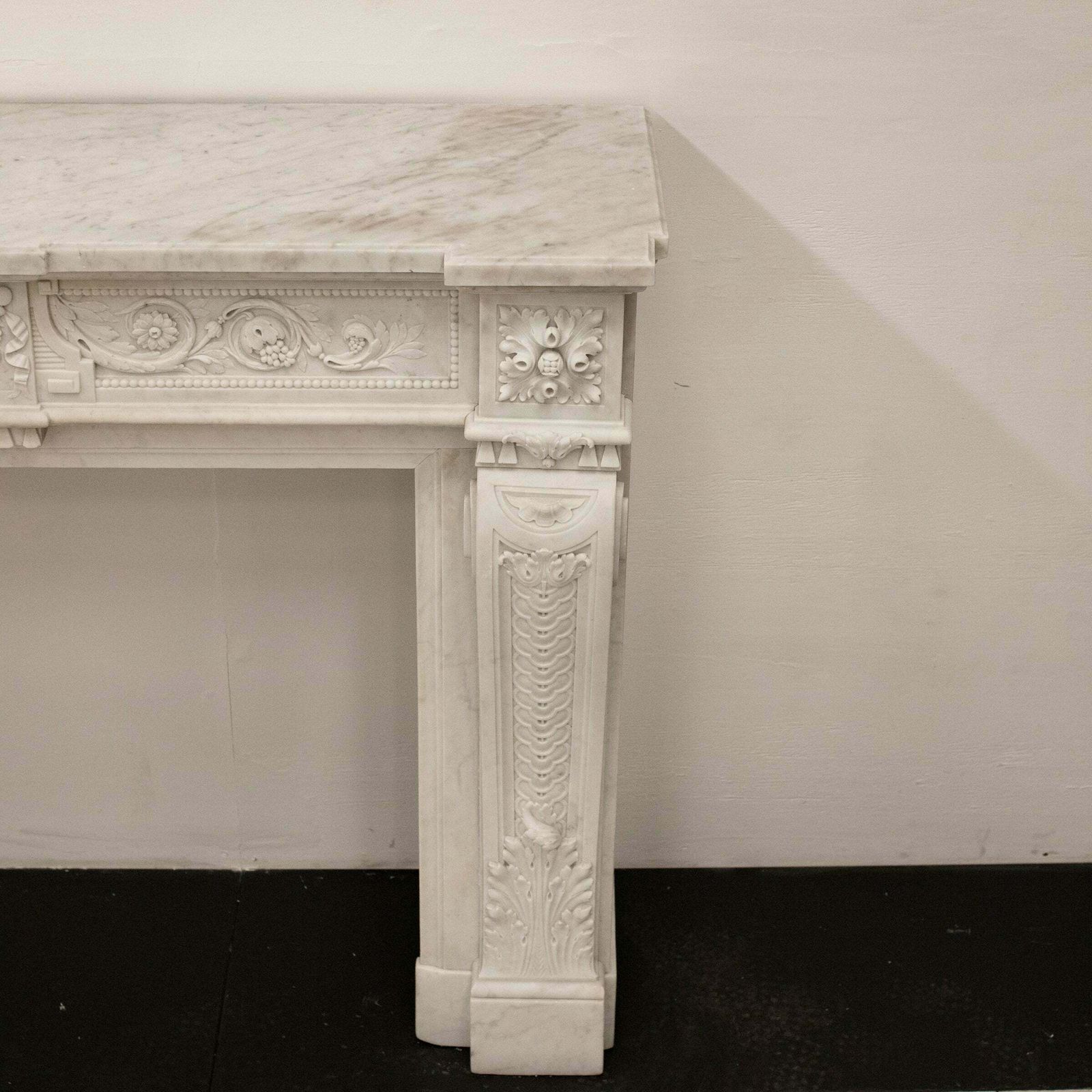 Antique 19th Century Carrara Marble Fireplace photo vintage