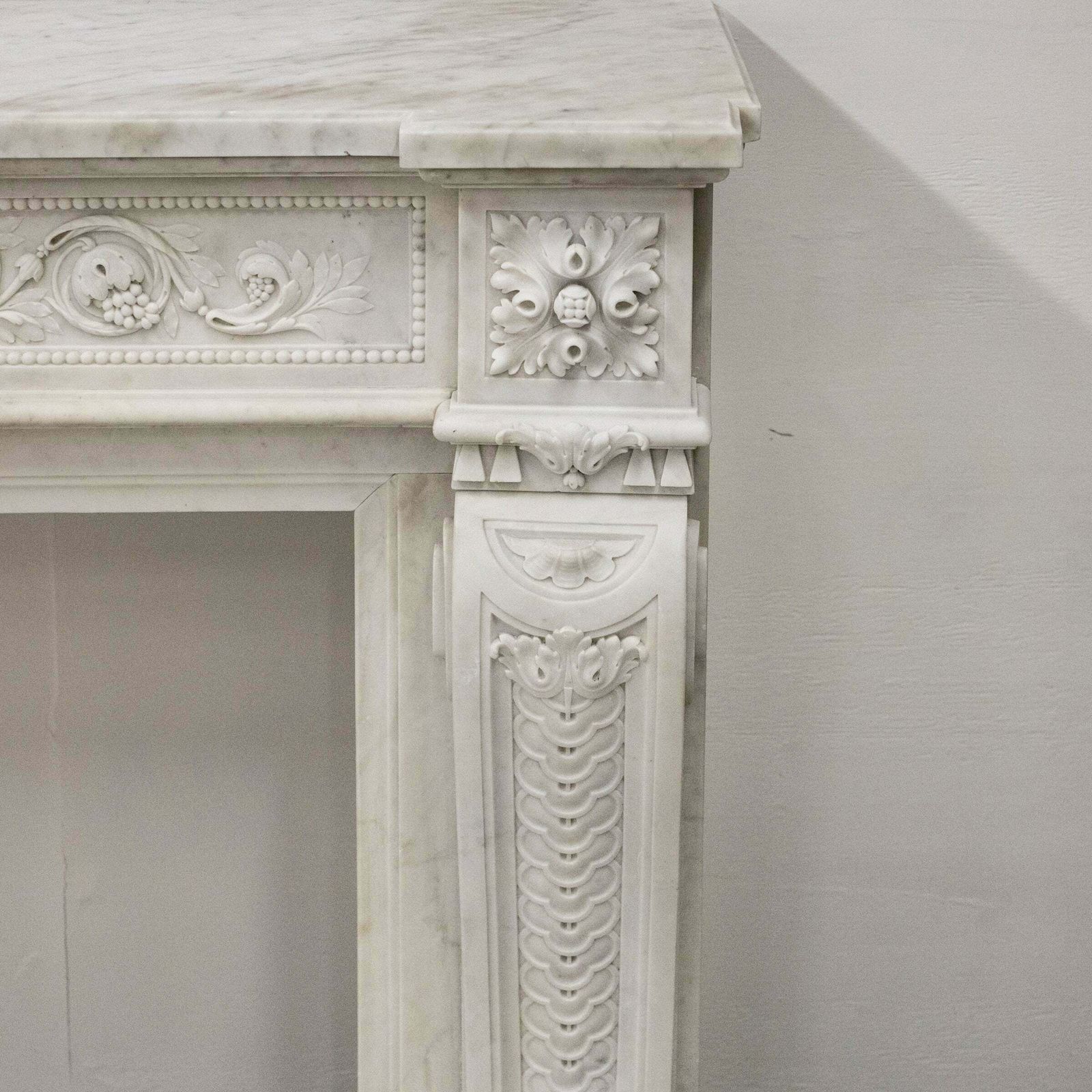 photo furniture Antique 19th Century Carrara Marble Fireplace