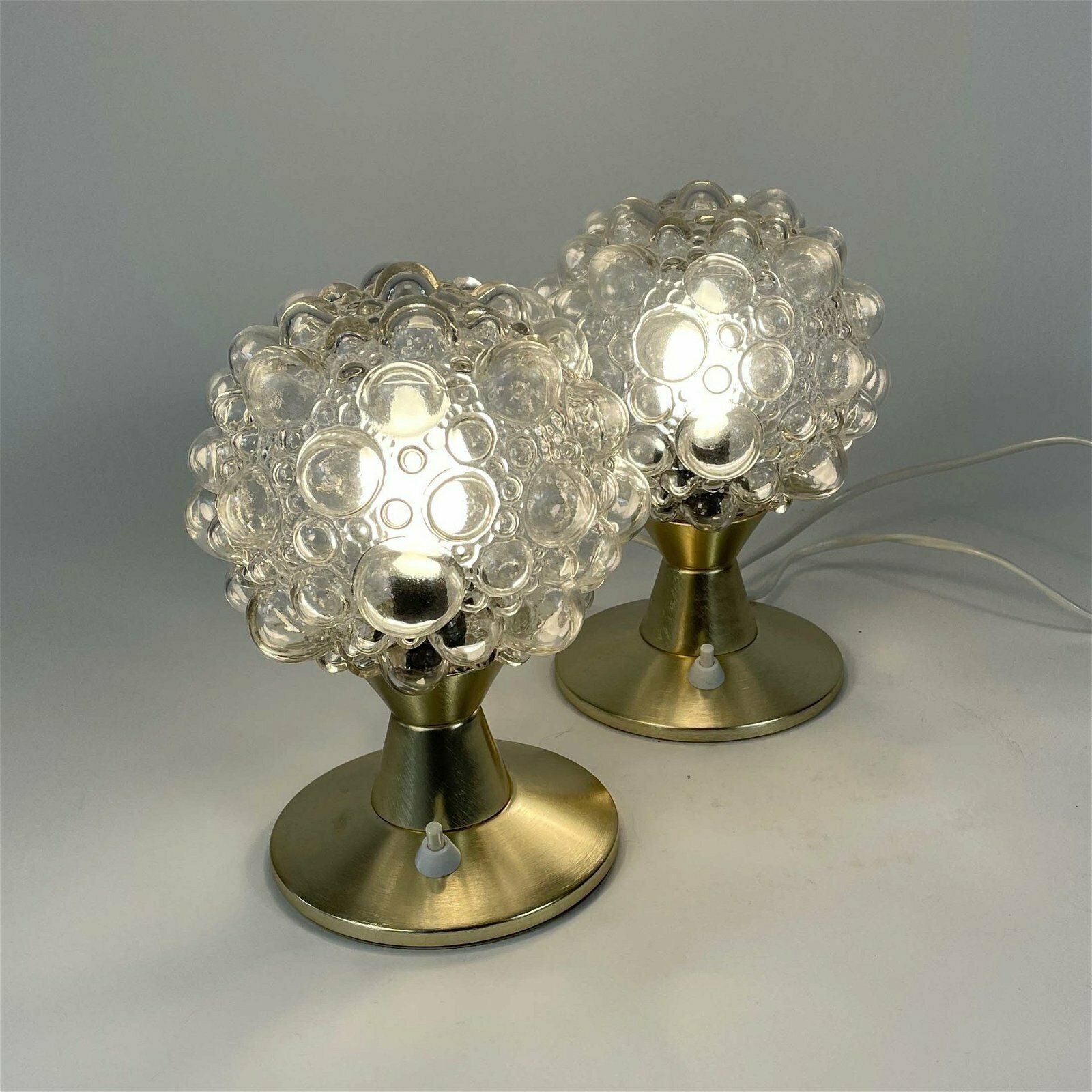 Bubble Glass & Aluminium Table Lamps, Set Of 2, Germany 1960s photo Lighting