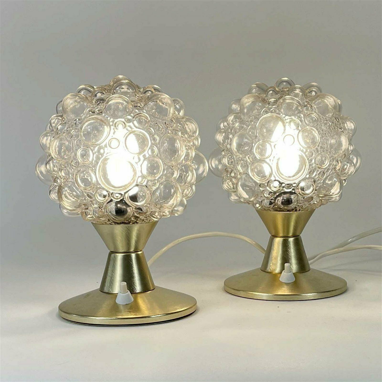 Lighting Bubble Glass & Aluminium Table Lamps, Set Of 2, Germany 1960s photo
