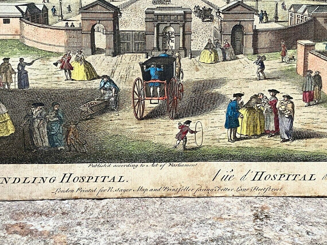 Antique Print Robert Sayer "A View Of The Foundling Hospital" London C1750s photo buy