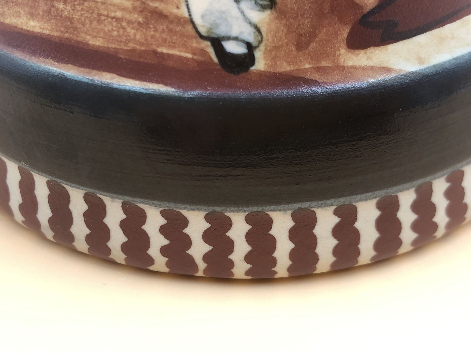 R F Ciboure Basque Stoneware Twin Handled Design Studio Pottery Vase. Signed   Folgous. C1945   77. photo vinterior