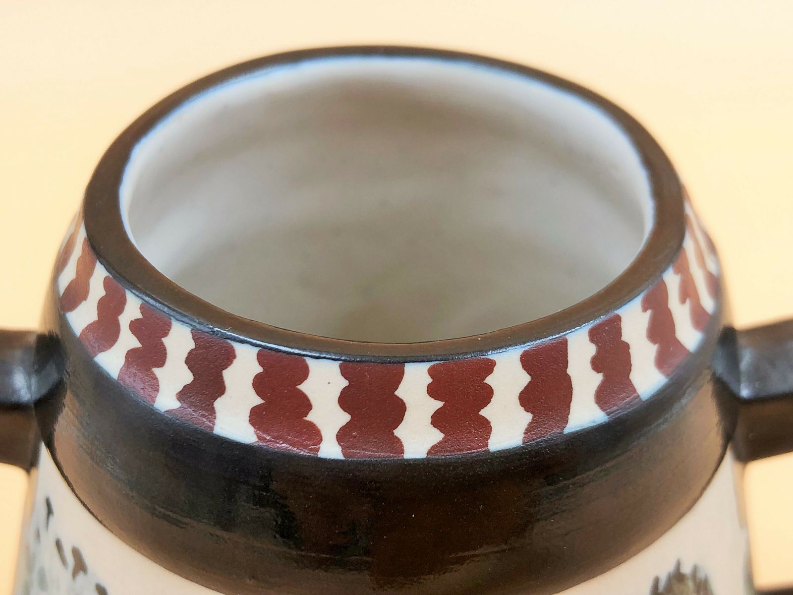 R F Ciboure Basque Stoneware Twin Handled Design Studio Pottery Vase. Signed   Folgous. C1945   77. photo buy