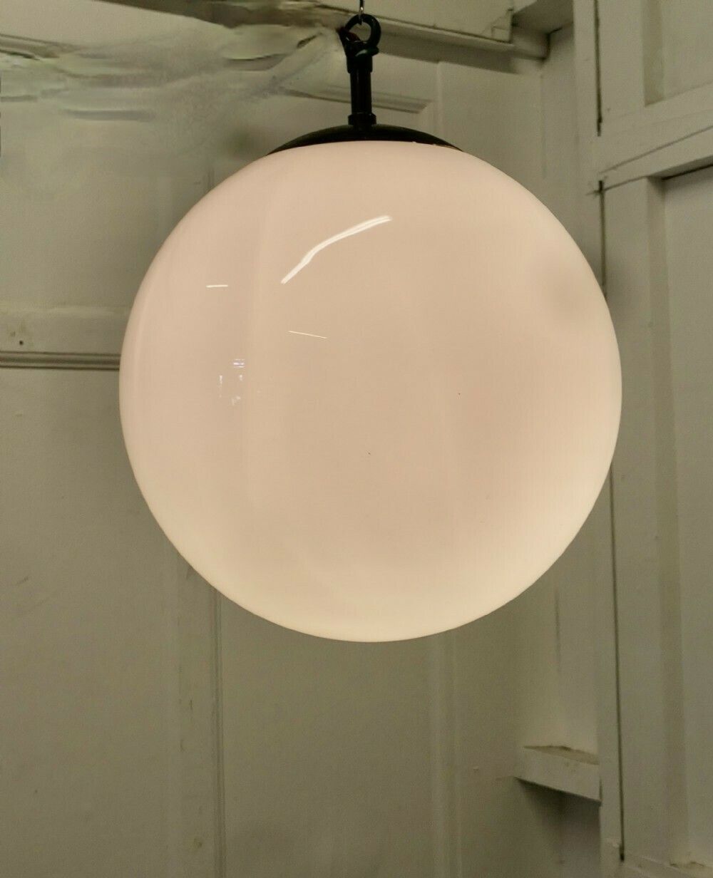 Art Deco Globe Opaline Glass Hanging Pendant Light