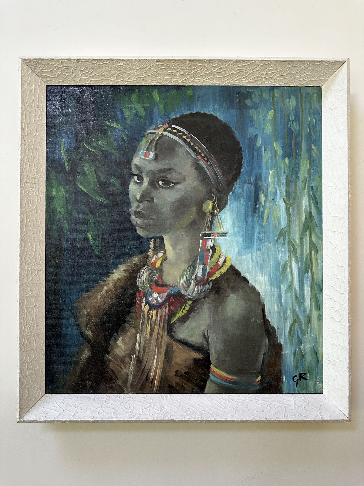 Gaby Remnant   ‘Kipsigis Bride’ Portrait Kenya 1963 Original Oil Painting Framed