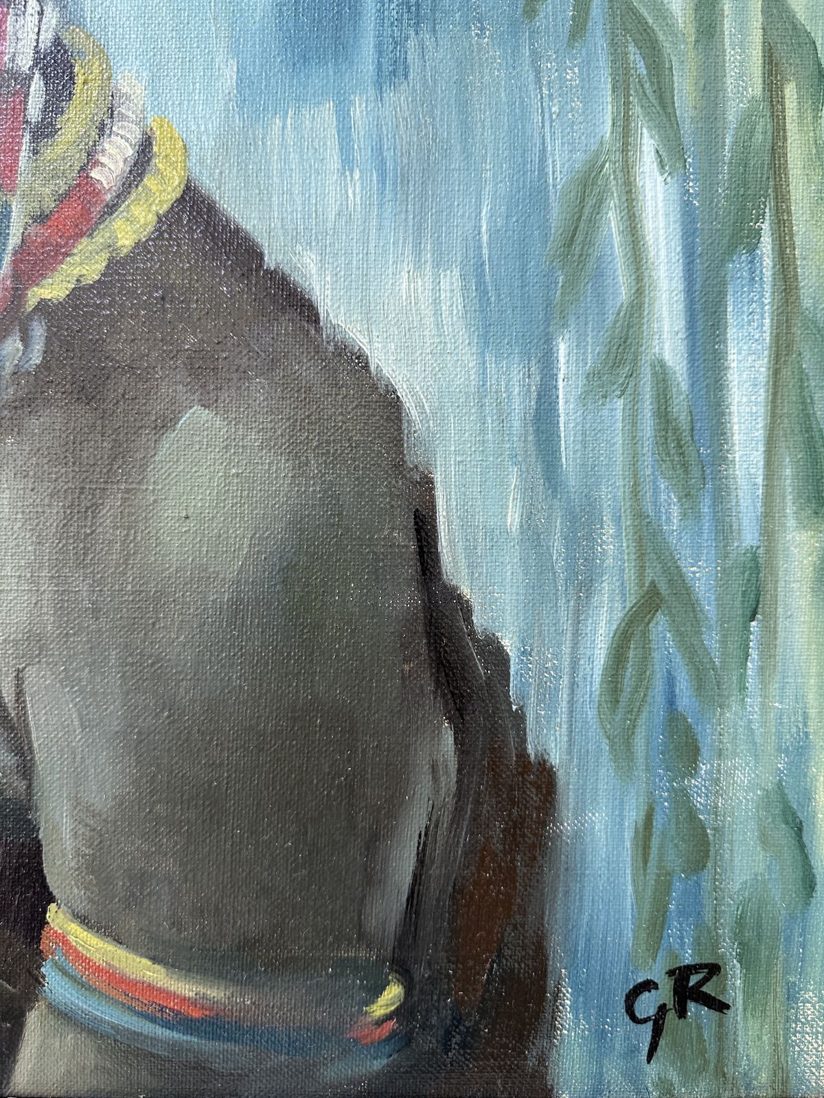 Gaby Remnant   ‘Kipsigis Bride’ Portrait Kenya 1963 Original Oil Painting Framed photo vinterior