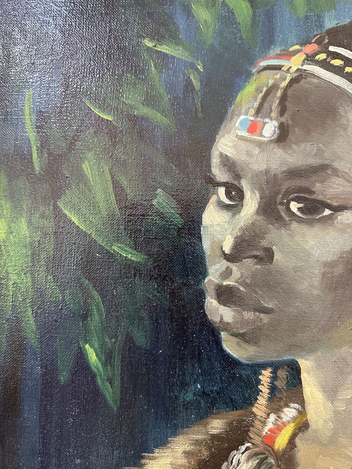 Gaby Remnant   ‘Kipsigis Bride’ Portrait Kenya 1963 Original Oil Painting Framed photo buy