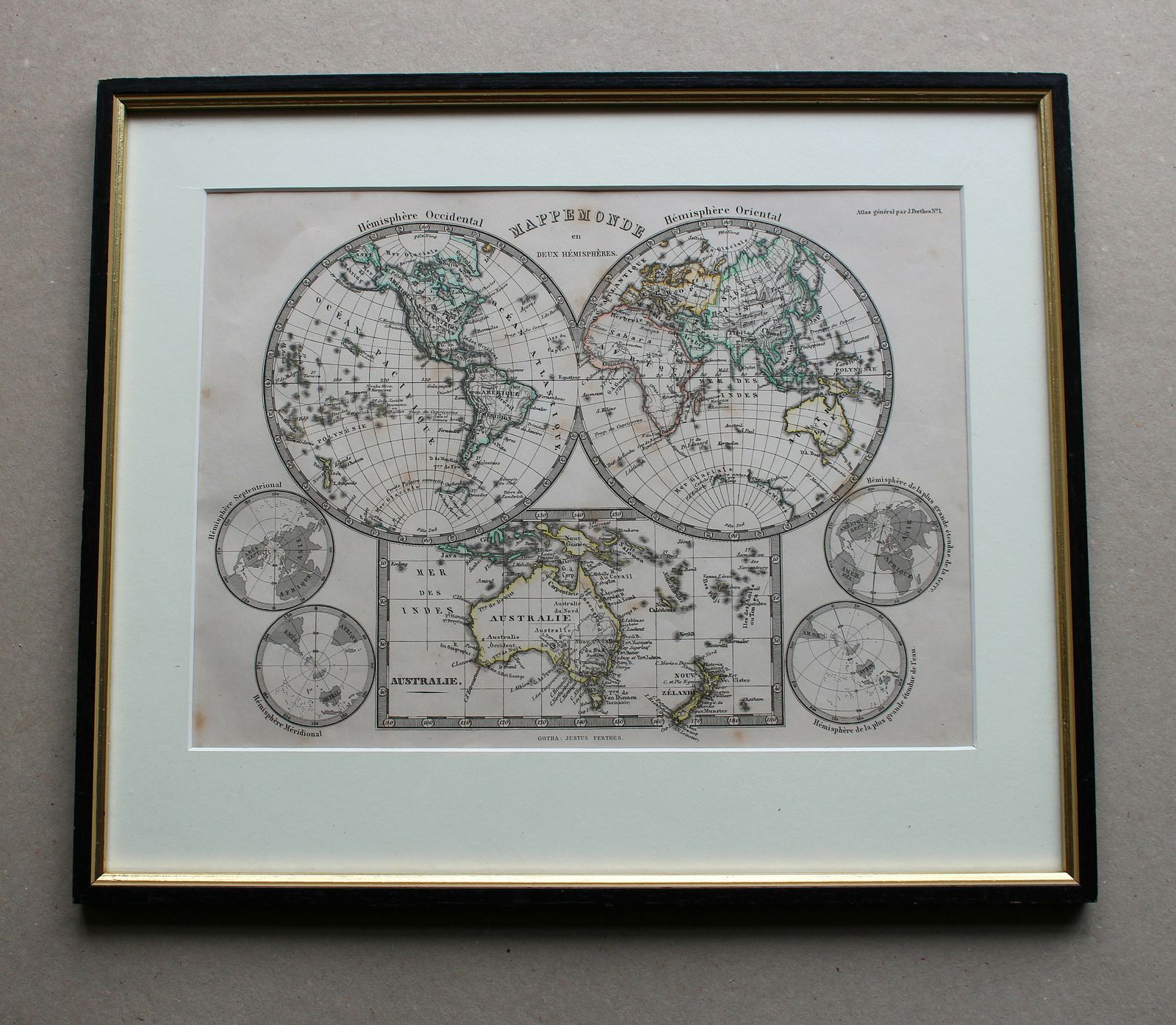 Mappemonde En Deux Hemisheres By Justus Perthes C1862