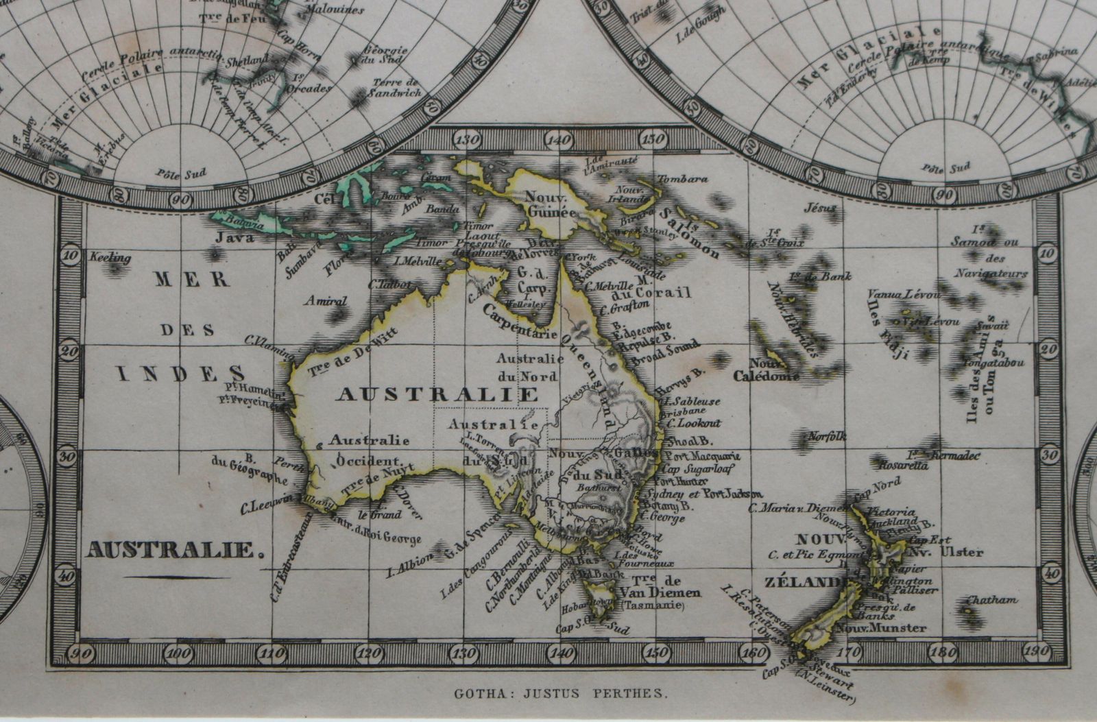 Mappemonde En Deux Hemisheres By Justus Perthes C1862 photo furniture