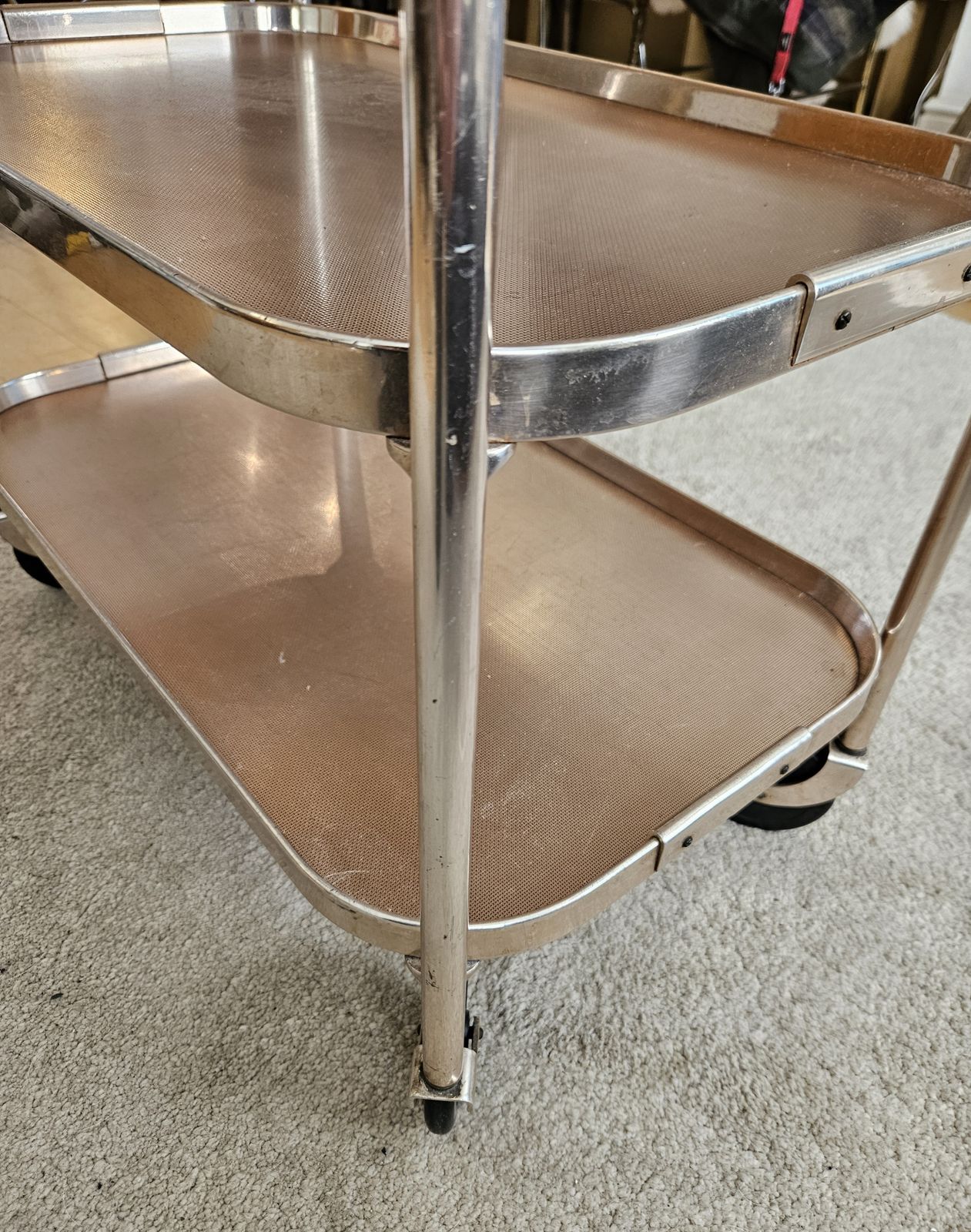 Vintage Pink Anodised Trolley | Plyware | 3 Shelves | Lift Out Upper Section | Excellent photo 149.0