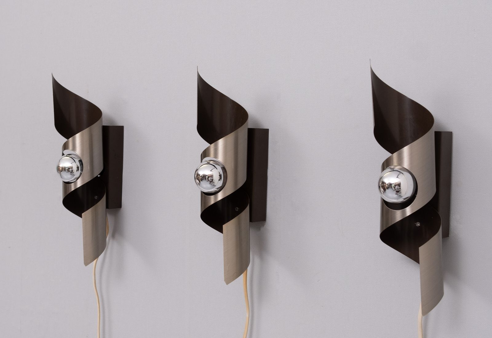 3 Polam Space Ace Wall Sconces Mode ''Wokkel'' 1970s
