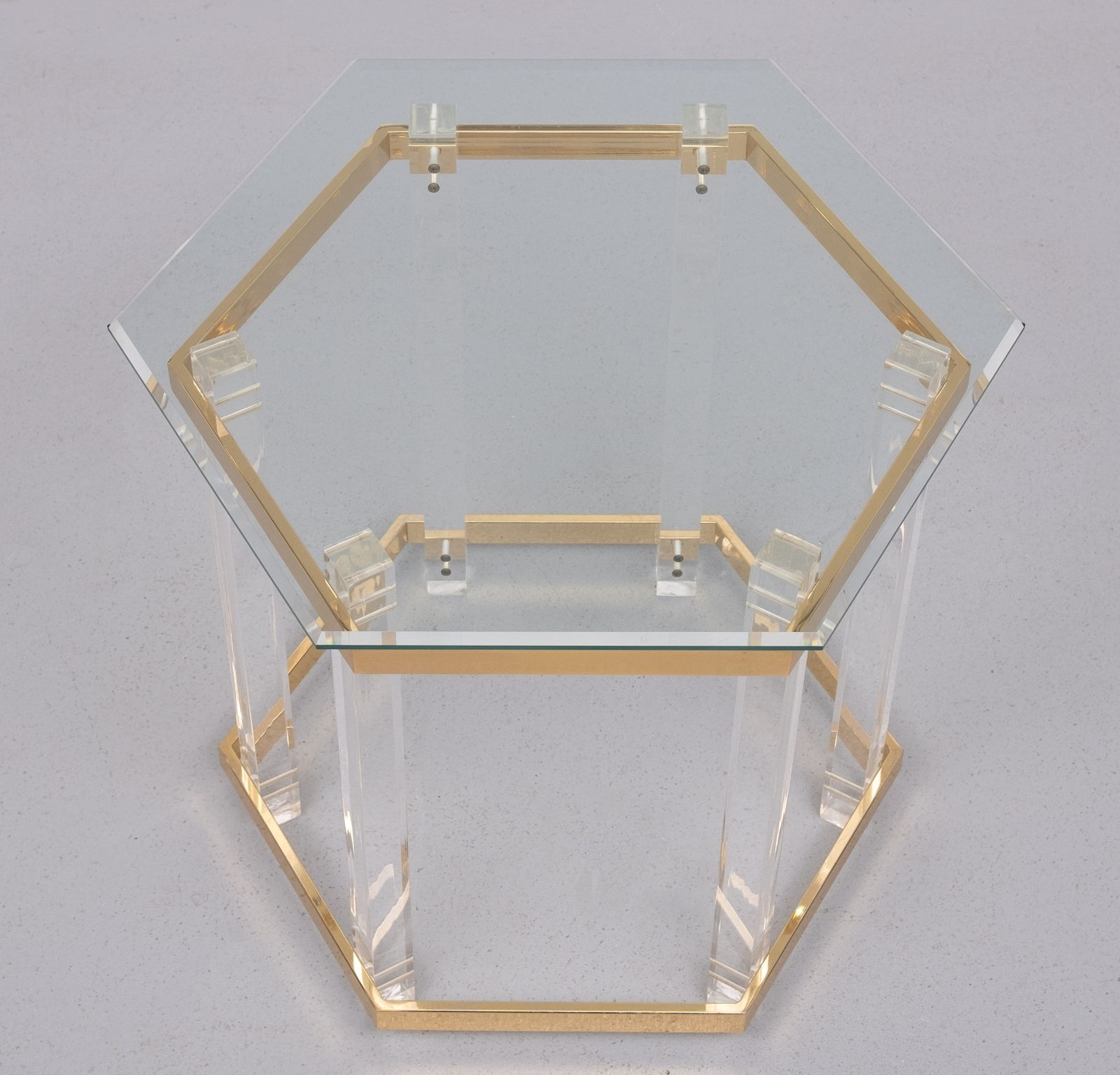 Hexagon Shaped Side Table Hollywood Regency 1970s France photo vinterior