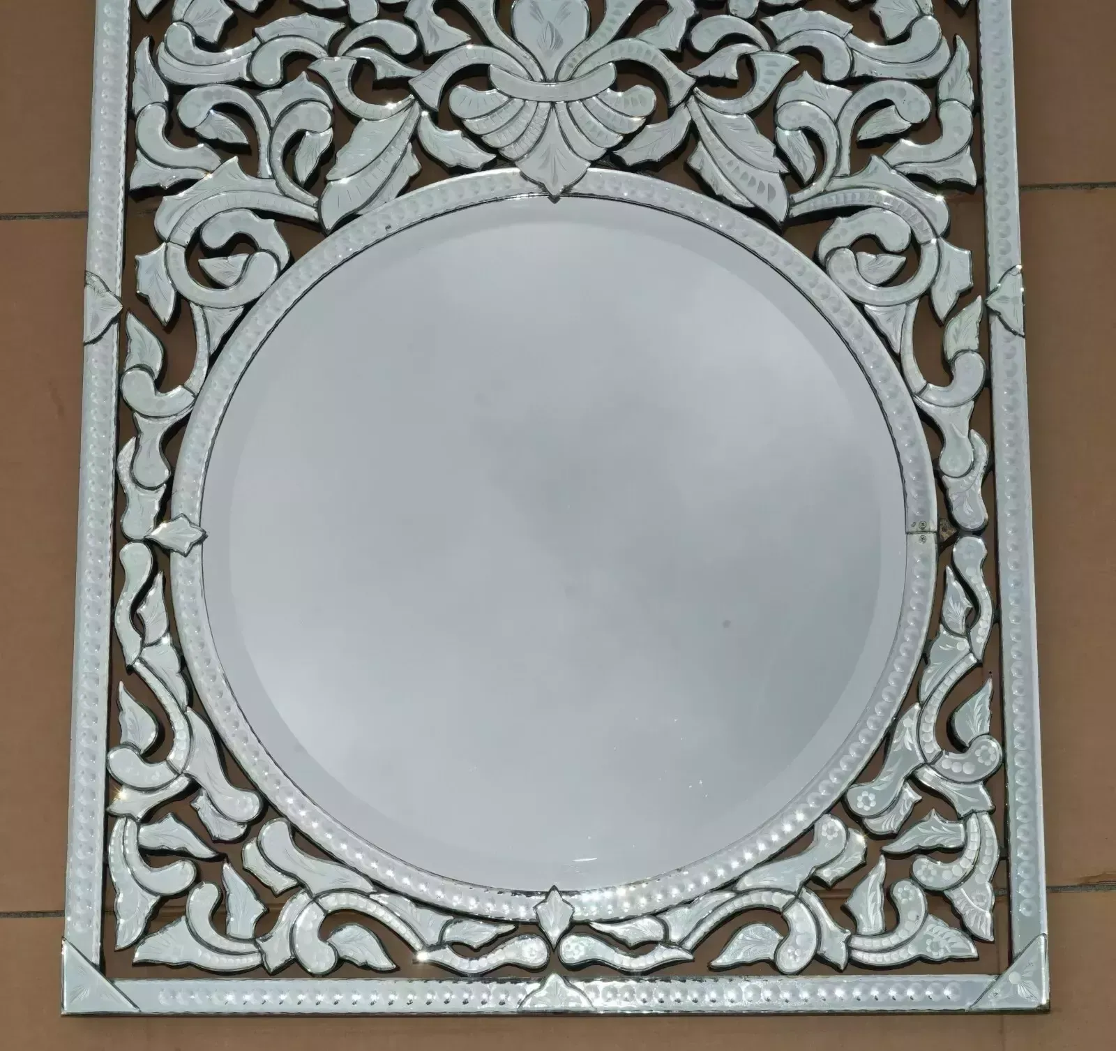 Stunning Antique Circa 1930's Venetian Trumeau Etched Fret Work Wall Mirror photo furniture
