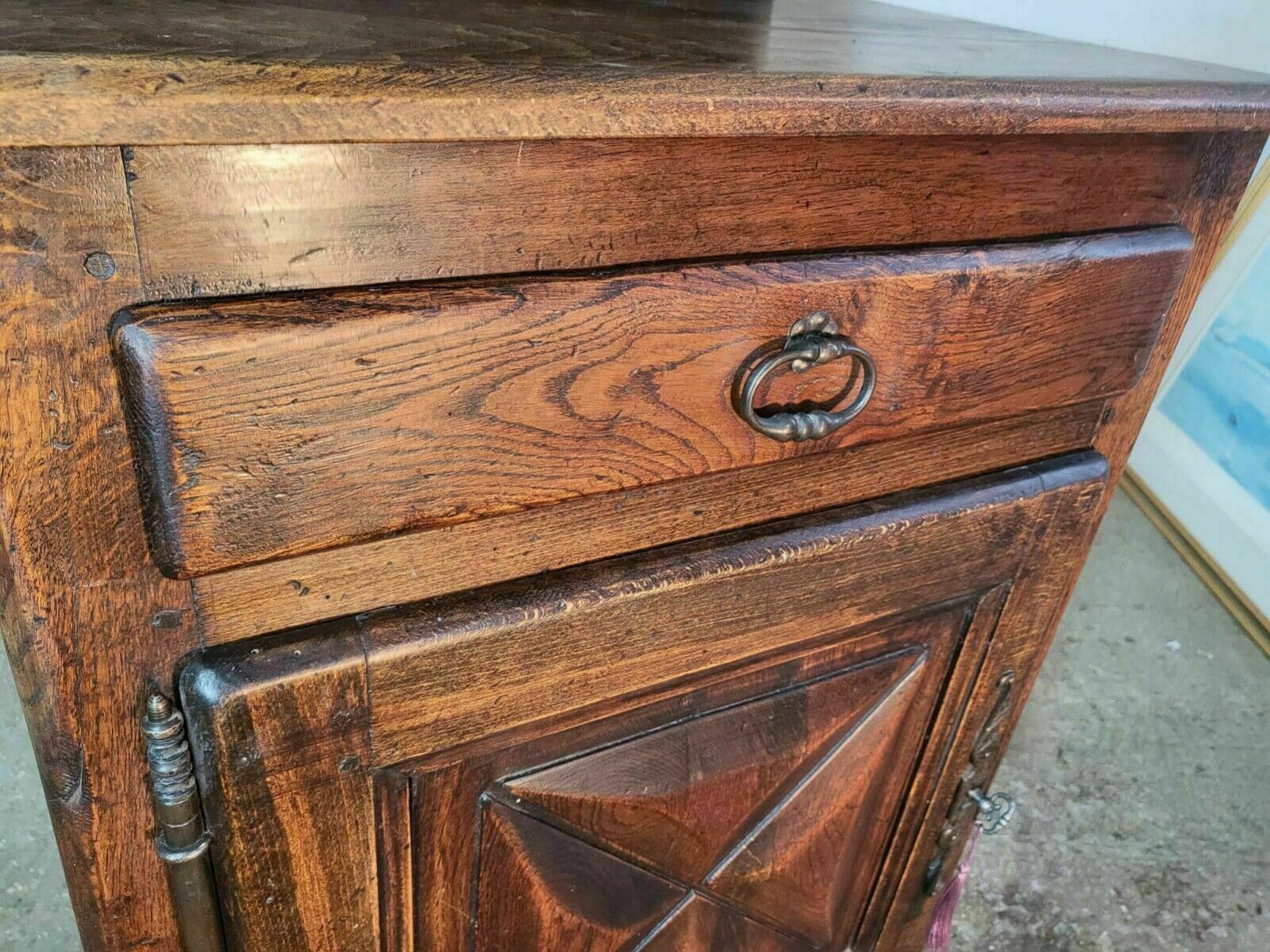 Vintage French 20thc Oak High Back Cupboard Hall Stand Wash Stand Drawer Shelves photo 335.0