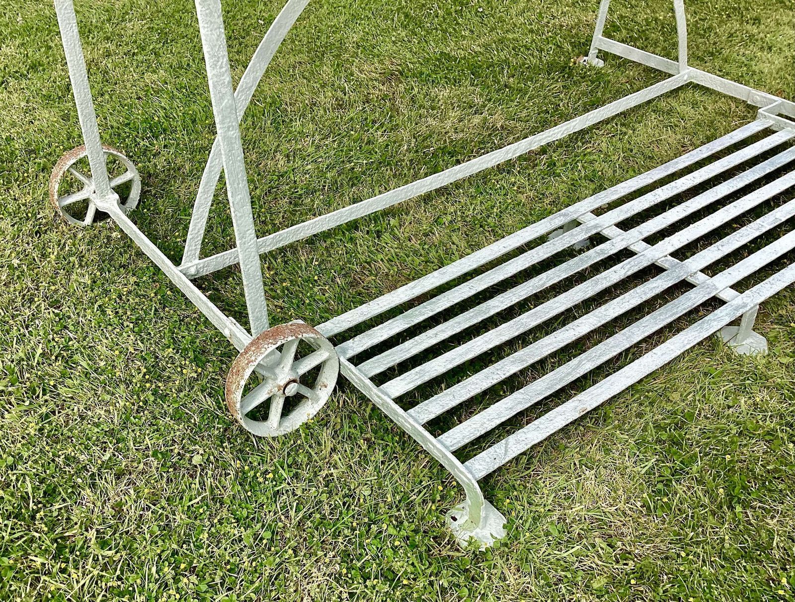 Rare Regency Wrought Iron Strap Work Garden Croquet/Tennis Seat photo vinterior